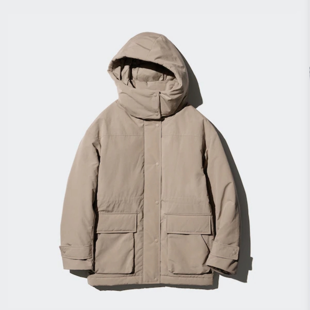 Uniqlo Hooded Puffer Coat - Taupe